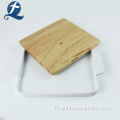 Assiette à dîner en céramique multifonctionnelle rectangulaire blanche en gros avec planche de bois